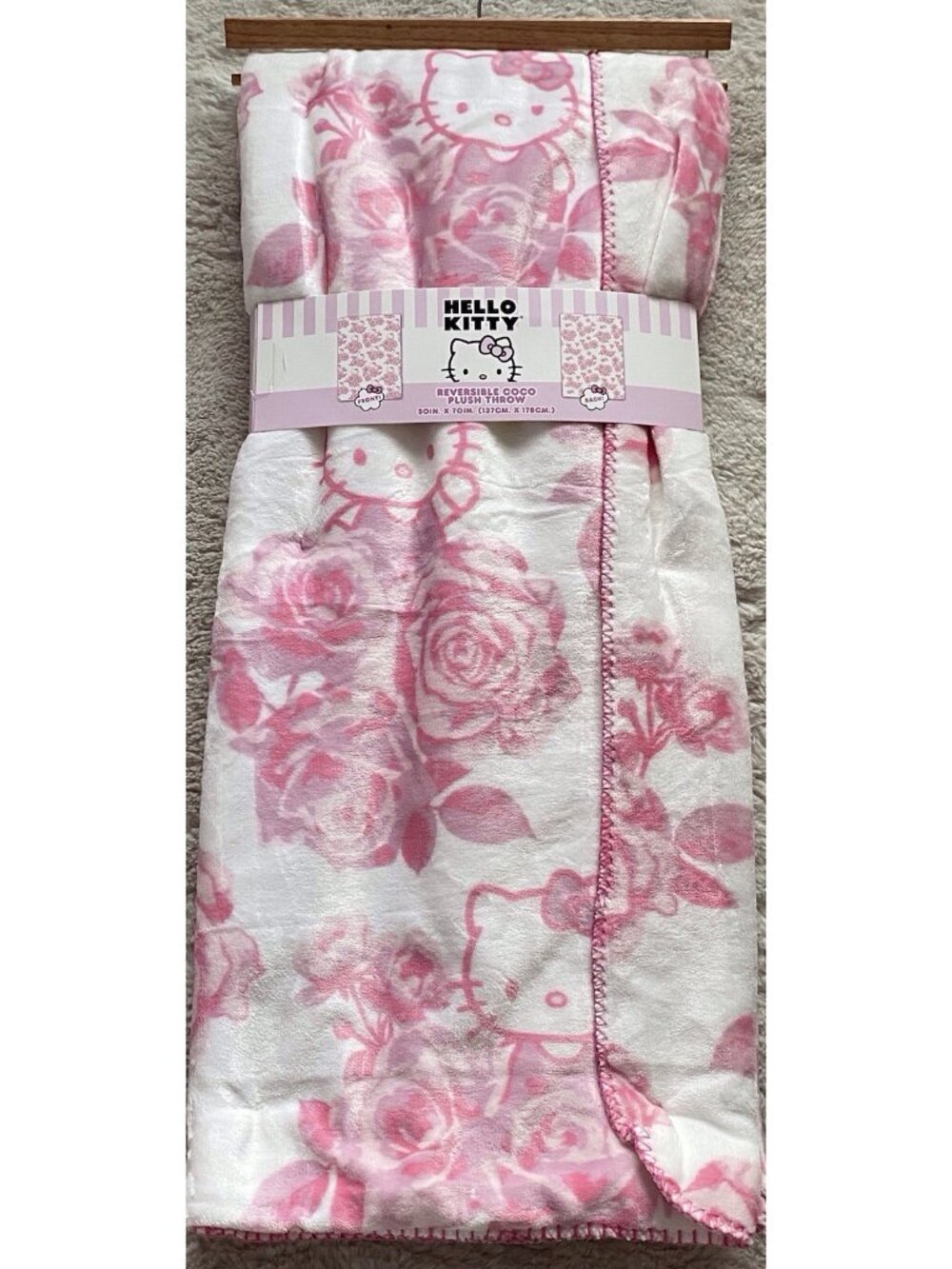 Hello Kitty‎ Pink Rose Loveshackfancy Inspired  Reversible Throw Blanket Viral